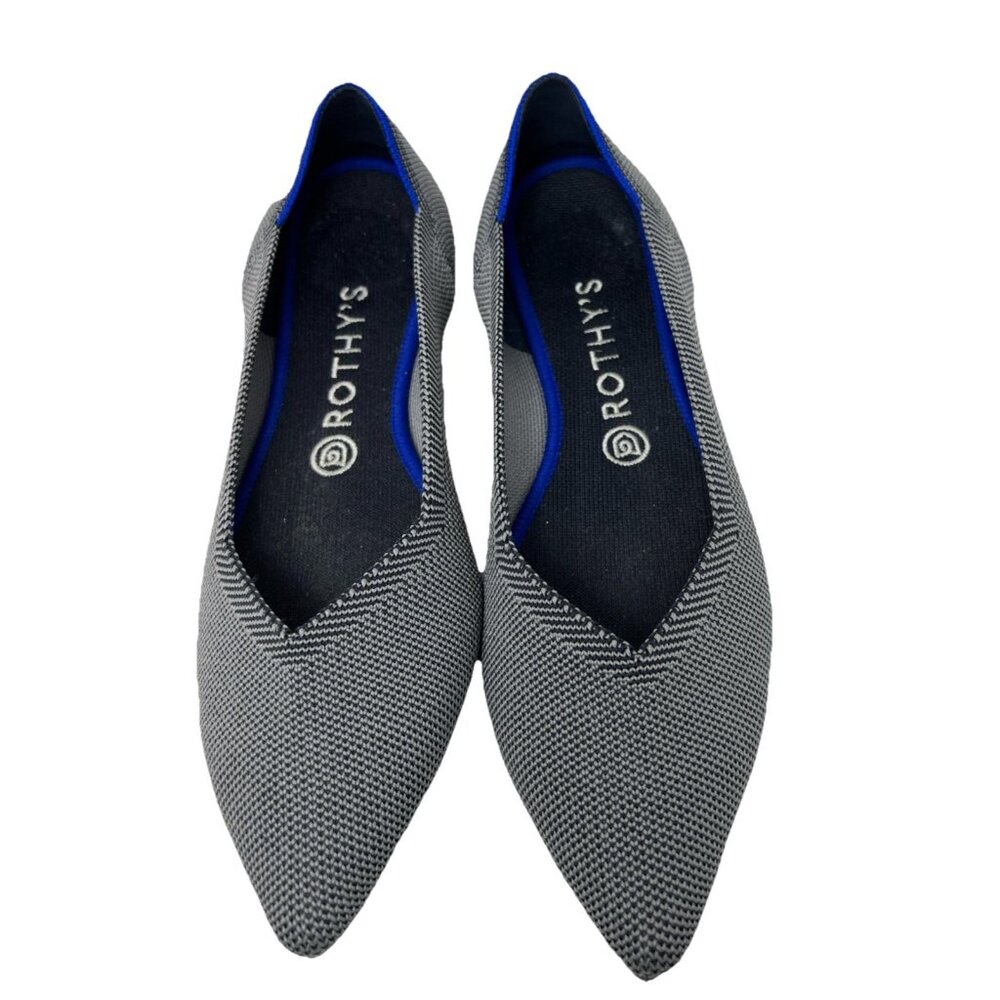 Rothys The Point Slip On Knit Ballet Flats Shoes Womens 9.5 Grey Pointed Toe